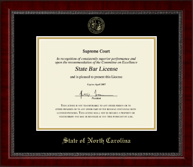 State of North Carolina certificate frame - Gold Embossed Certificate Frame in Sutton