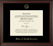 State of North Carolina Gold Embossed Certificate Frame in Studio