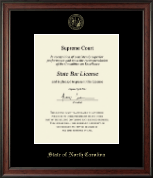 State of North Carolina Gold Embossed Certificate Frame in Studio