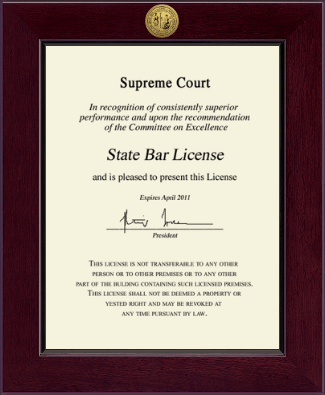 State of North Carolina certificate frame - Century Gold Engraved Certificate Frame in Cordova