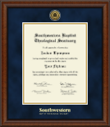 Southwestern Baptist Theological Seminary diploma frame - Gold Engraved Medallion Diploma Frame in Austin