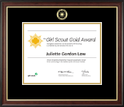 Girl Scout Gold Award Girl Scout Gold Award Certificate Frame in Studio Gold
