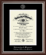 University of Missouri Columbia Silver Embossed Diploma Frame in Devonshire