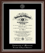 University of Missouri Columbia Silver Embossed Diploma Frame in Devonshire