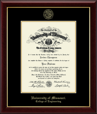 University of Missouri Columbia diploma frame - Gold Embossed Diploma Frame in Gallery