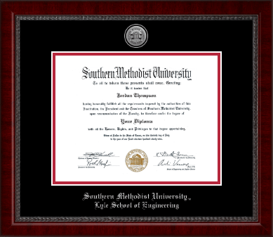 Southern Methodist University diploma frame - Silver Engraved Medallion Diploma Frame in Sutton