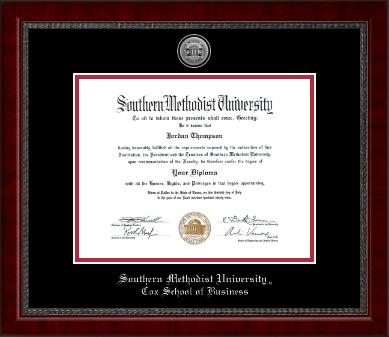 Southern Methodist University diploma frame - Silver Engraved Medallion Diploma Frame in Sutton