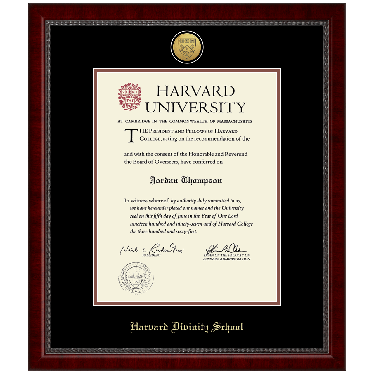 Gold Engraved Medallion Diploma Frame in Sutton Harvard University