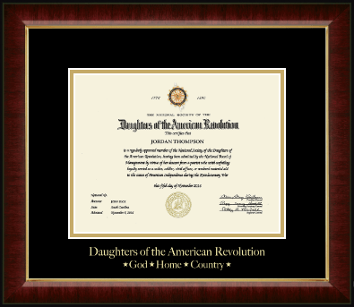Daughters of the American Revolution certificate frame - Gold Embossed Certificate Frame in Murano