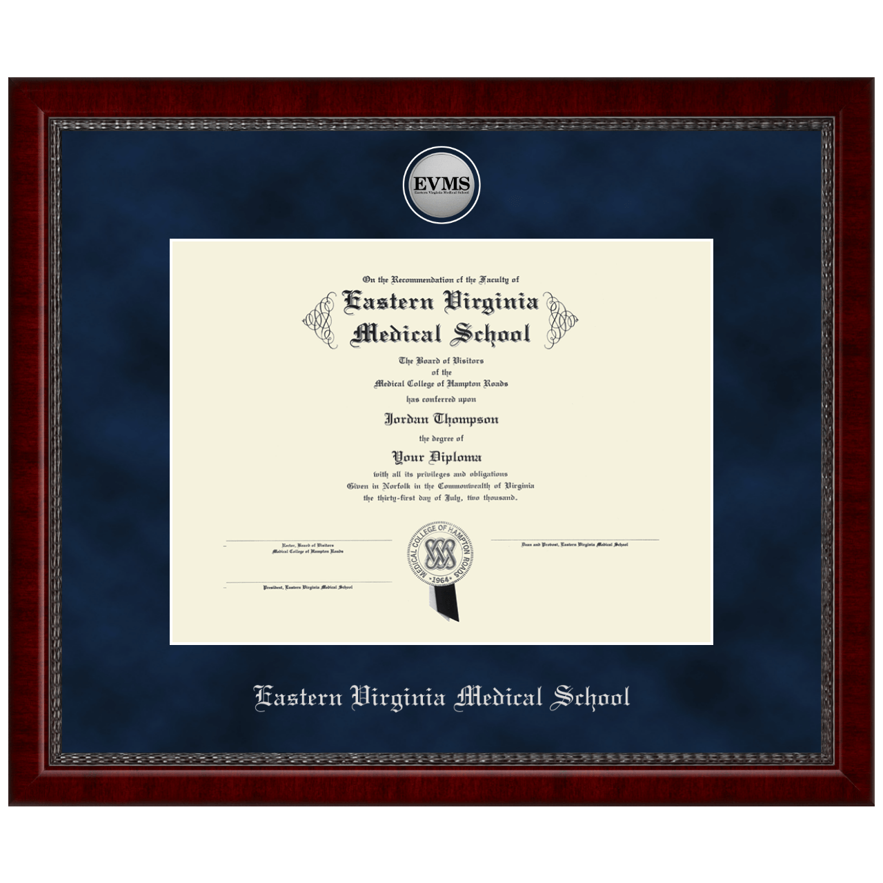 Silver Engraved Medallion Diploma Frame in Sutton Eastern Virginia