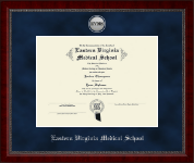 Eastern Virginia Medical School Silver Engraved Medallion Diploma Frame in Sutton