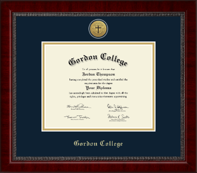 Gordon College in Massachusetts diploma frame - Gold Engraved Medallion Diploma Frame in Sutton