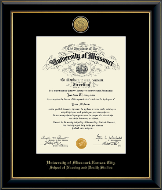 University of Missouri Kansas City diploma frame - Gold Engraved Medallion Diploma Frame in Onyx Gold