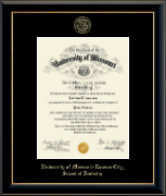 University of Missouri Kansas City diploma frame - Gold Embossed Diploma Frame in Onyx Gold