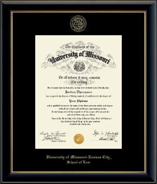 University of Missouri Kansas City diploma frame - Gold Embossed Diploma Frame in Onyx Gold