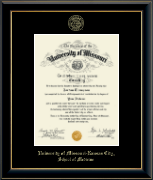 University of Missouri Kansas City diploma frame - Gold Embossed Diploma Frame in Onyx Gold