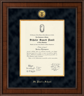 St. Paul's School New Hampshire diploma frame - Presidential Gold Engraved Diploma Frame in Madison