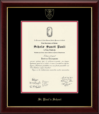 St. Paul's School New Hampshire diploma frame - Gold Embossed Diploma Frame in Gallery