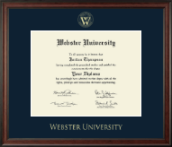 Webster University Gold Embossed Diploma Frame in Studio