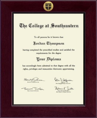 The College at Southeastern diploma frame - Century Gold Engraved Medallion Diploma Frame in Cordova