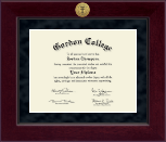 Gordon College in Massachusetts diploma frame - Millennium Gold Engraved Diploma Frame in Cordova
