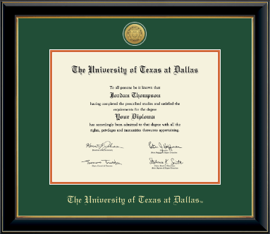 The University of Texas at Dallas diploma frame - Gold Engraved Medallion Diploma Frame in Onyx Gold