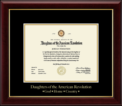 Daughters of the American Revolution certificate frame - Gold Embossed Certificate Frame in Gallery