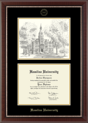 Hamline University diploma frame - Campus Scene Diploma Frame in Chateau