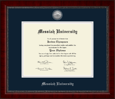 Messiah University diploma frame - Silver Engraved Medallion Diploma Frame in Sutton