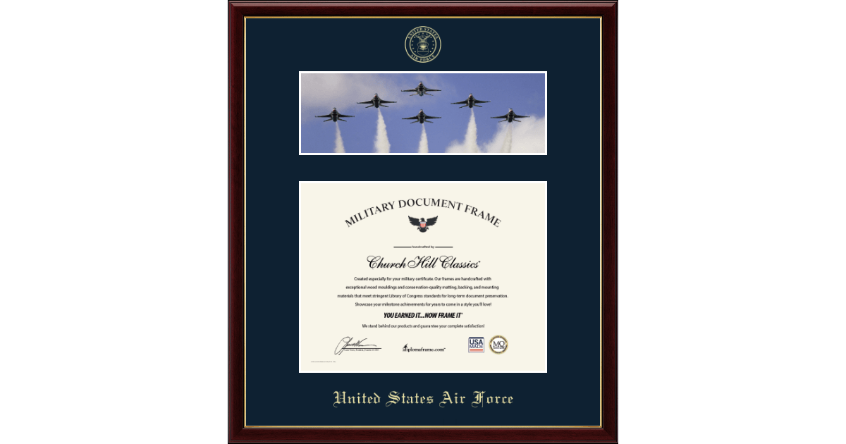 US Air Force Photo and Honorable Discharge Certificate Frame Jets in