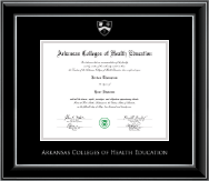 Arkansas Colleges of Health Education Silver Embossed Diploma Frame in Onyx Silver
