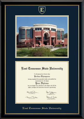 East Tennessee State University diploma frame - Campus Scene Diploma Frame in Onyx Gold