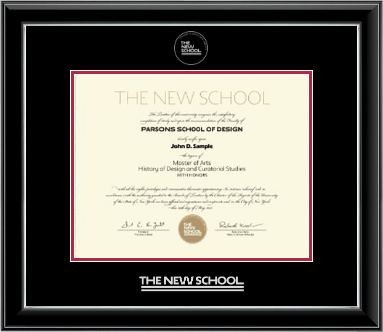 The New School diploma frame - Silver Embossed Diploma Frame in Onyx Silver
