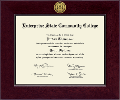 Enterprise  State Community College diploma frame - Century Gold Engraved Diploma Frame in Cordova
