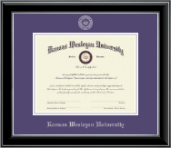Kansas Wesleyan University diploma frame - Silver Embossed Diploma Frame in Onyx Silver