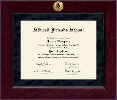 Sidwell Friends School diploma frame - Millennium Gold Engraved Diploma Frame in Cordova