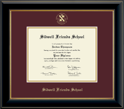Sidwell Friends School diploma frame - Gold Embossed Diploma Frame in Onyx Gold