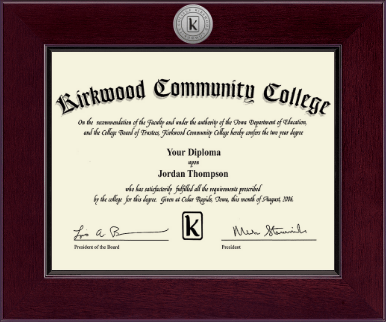 Kirkwood Community College diploma frame - Century Silver Engraved Diploma Frame in Cordova