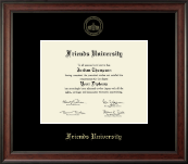 Friends University diploma frame - Gold Embossed Diploma Frame in Studio