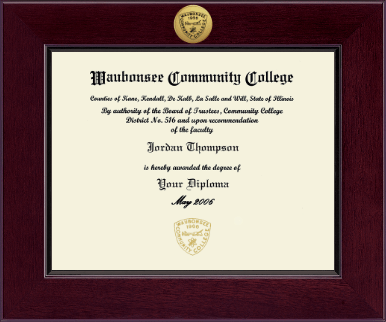 Waubonsee Community College diploma frame - Century Gold Engraved Diploma Frame in Cordova