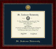Saint Ambrose University Gold Engraved Medallion Diploma Frame in Sutton