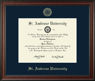 Saint Ambrose University diploma frame - Gold Embossed Diploma Frame in Studio