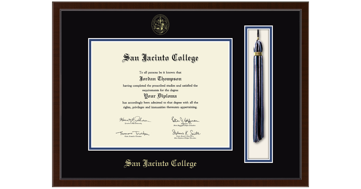 Tassel & Cord Diploma Frame in Delta San Jacinto College - Item