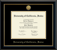 University of California Irvine diploma frame - Gold Engraved Medallion Diploma Frame in Onyx Gold