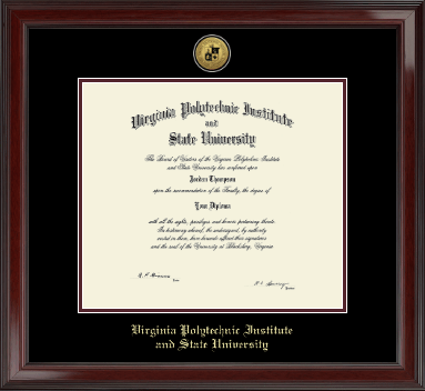 Virginia Tech diploma frame - Gold Engraved Medallion Diploma Frame in Encore