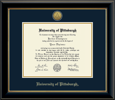 University of Pittsburgh diploma frame - Gold Engraved Medallion Diploma Frame in Onyx Gold