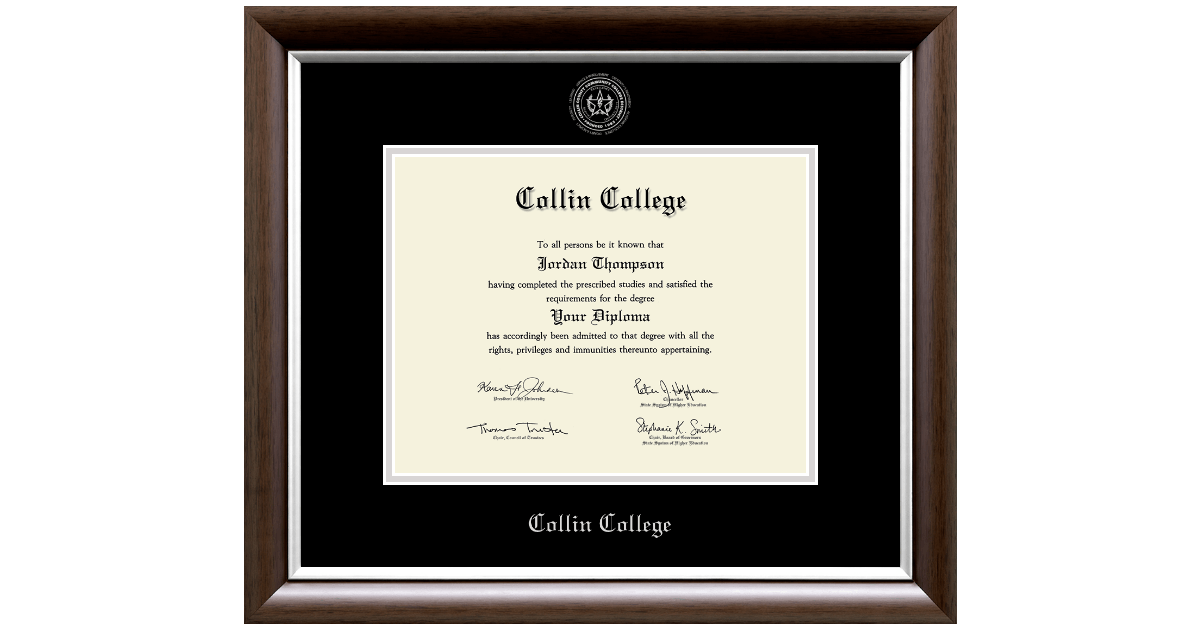 Silver Embossed Diploma Frame in Devonshire Collin College Item