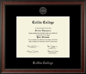 Collin College Silver Embossed Diploma Frame in Studio