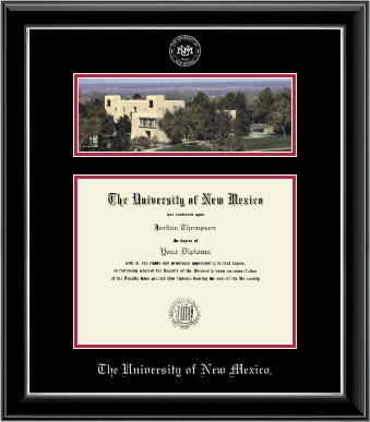 The University of New Mexico diploma frame - Campus Scene Diploma Frame in Onyx Silver