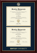 Bentley University Masterpiece Medallion Double Diploma Frame in Gallery